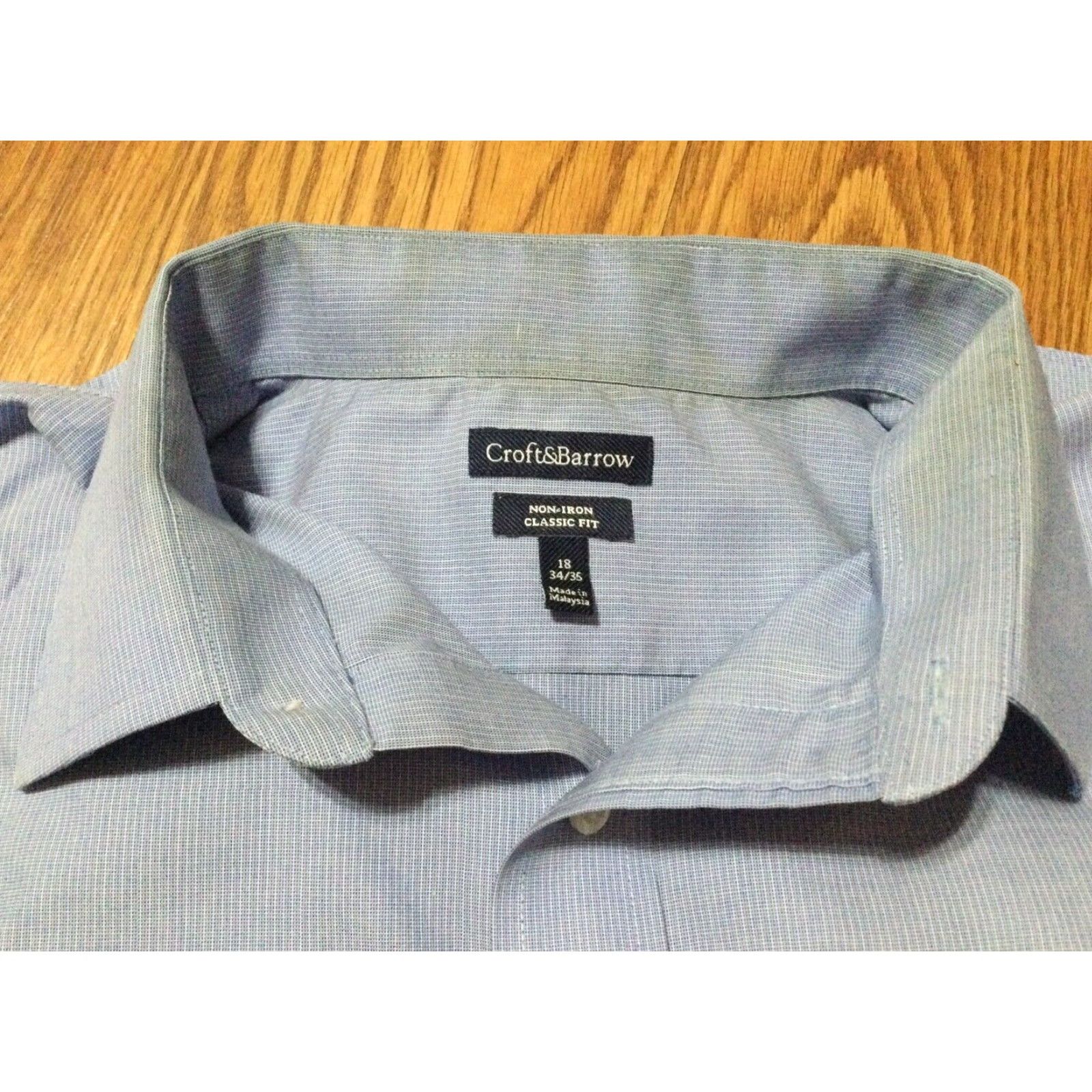 Croft & Barrow Croft & Barrow Classic Fit Non-Iron Dress Shirt 100% Cotton Size 18 Blue Mens Size US XXL / EU 58 / 5 - 2 Thumbnail