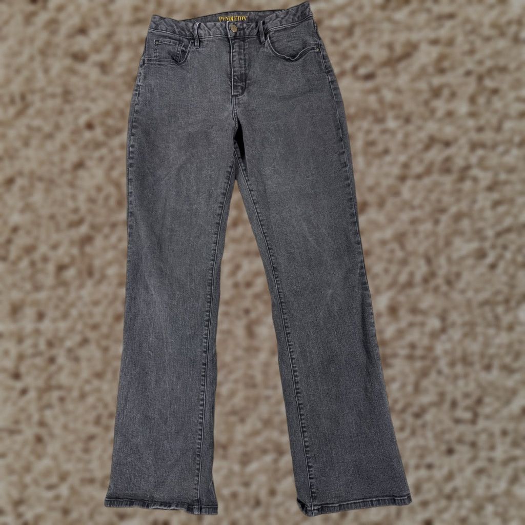 Pendleton Pendleton Jeans Womens 12 Black Denim Bootcut Cotton Blend Mid Rise 28x31 5-Pocket Embroidered Zipper Button Southwestern Style Mens Girls Womens Boys Size 34" / US 12 / IT 48 - 1 Thumbnail