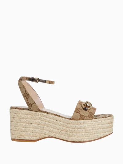 Gucci oc11z0126 Women's Espadrille Sandals With Horsebit in Beige Size US 9 / IT 39 - 1 Thumbnail