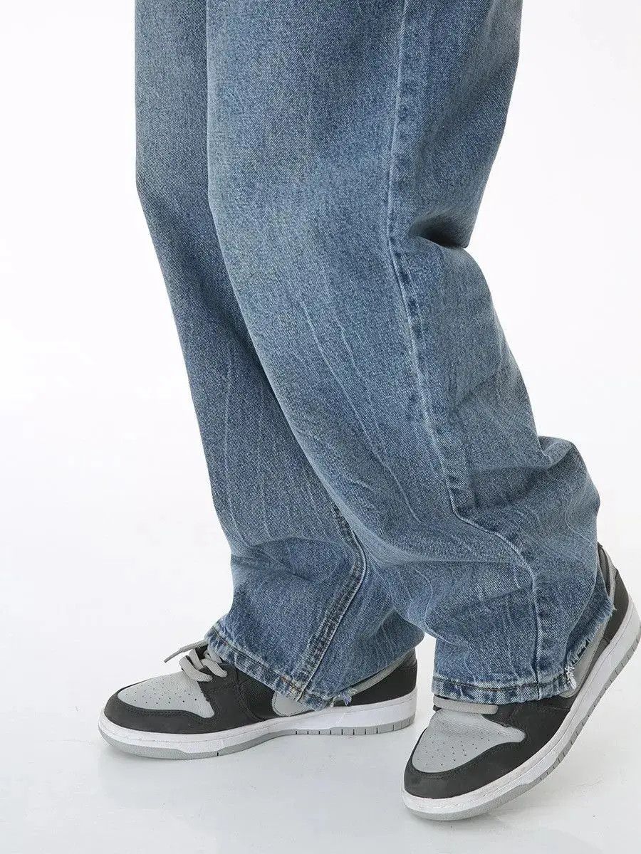 Japanese Brand Retro straight leg loose ripped jeans Size US 32 / EU 48 - 2 Thumbnail