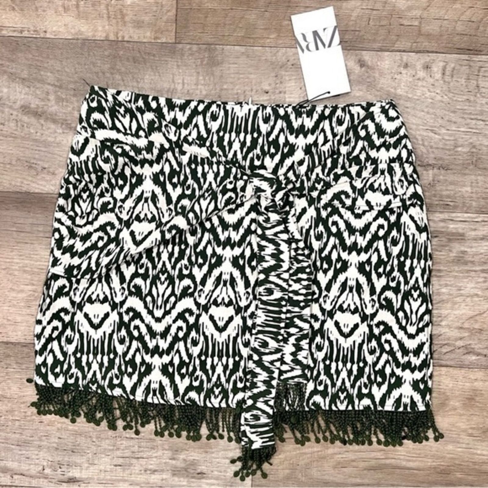 Zara ZARA Linen Blend Fringe Mini Skirt NWT Size 34" / US 12 / IT 48 - 18 Thumbnail