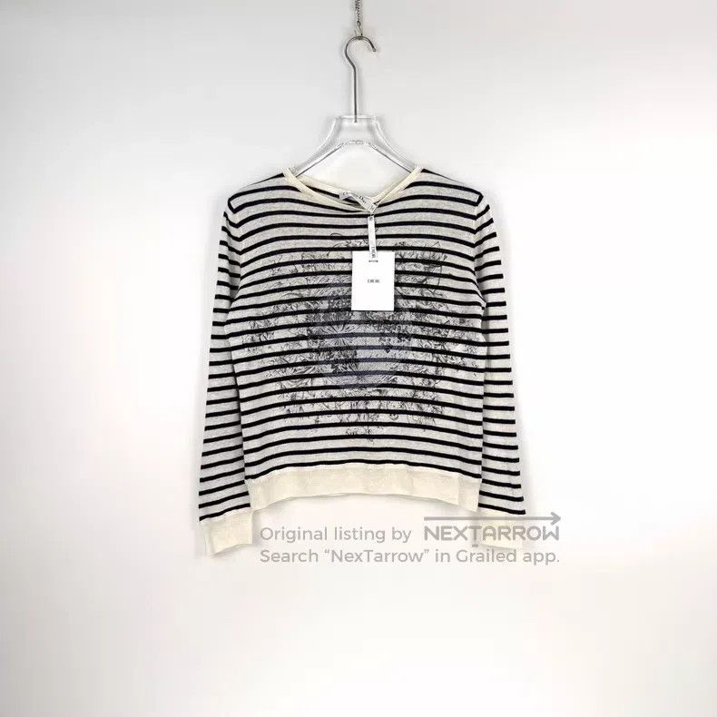 Dior Dior Dark blue and white striped plant pattern sweater Size XXS / US 00 / IT 34 - 3 Thumbnail