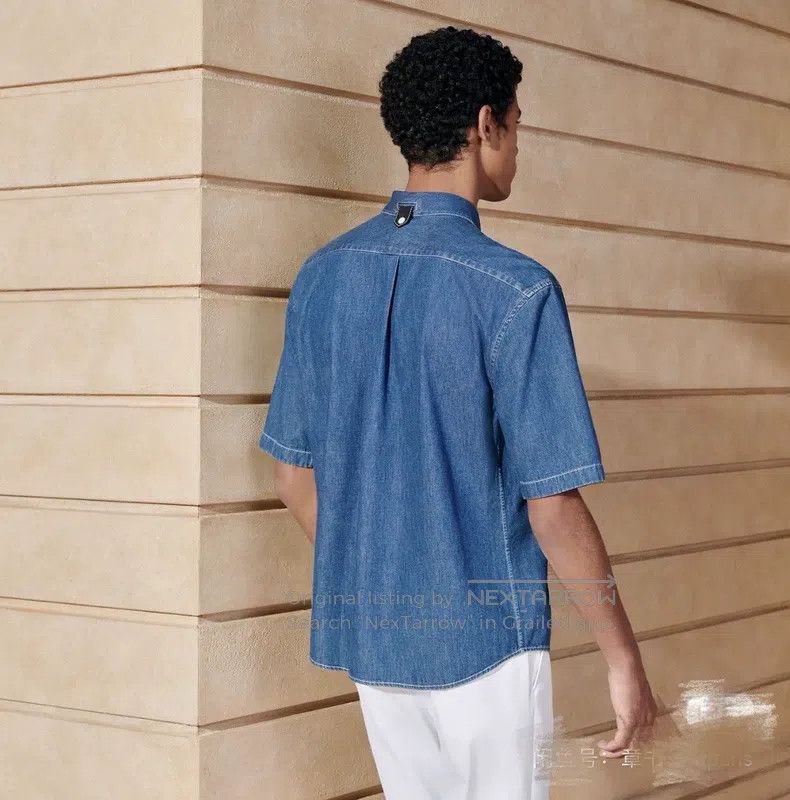 Hermes Hermes Denim pocket leather patched short sleeve shirt uni Size US XXS / EU 40 - 2 Thumbnail