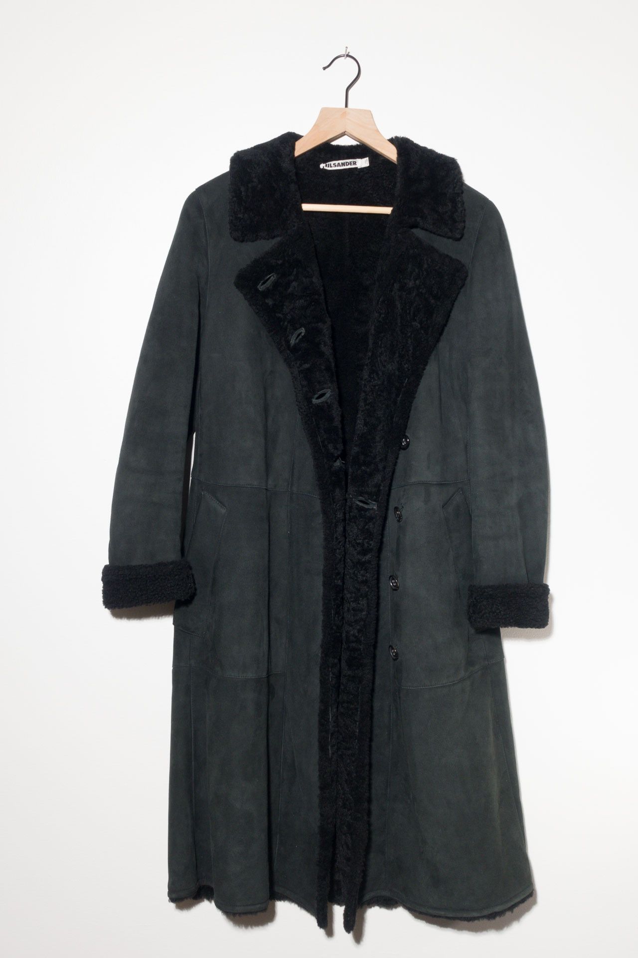 image of Jil Sander Collared Suede/shearling Coat in Black, Women's (Size Medium)