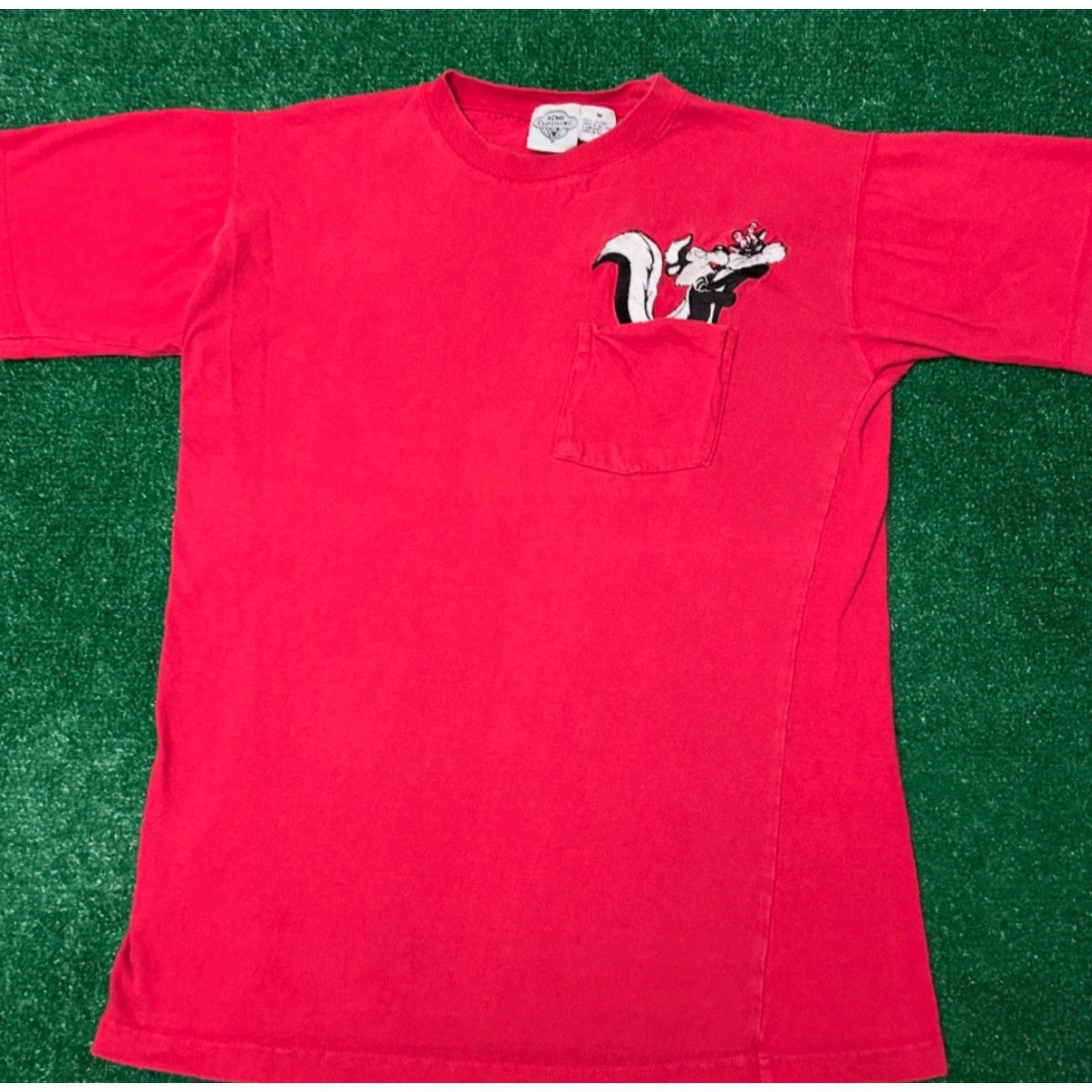 Vintage VINTAGE Pepe Le Pew Looney Tunes Embroidered VTG Shirt M Red 90s Cartoon Hip Hop Mens Shirt Size US M / EU 48-50 / 2 - 2 Thumbnail