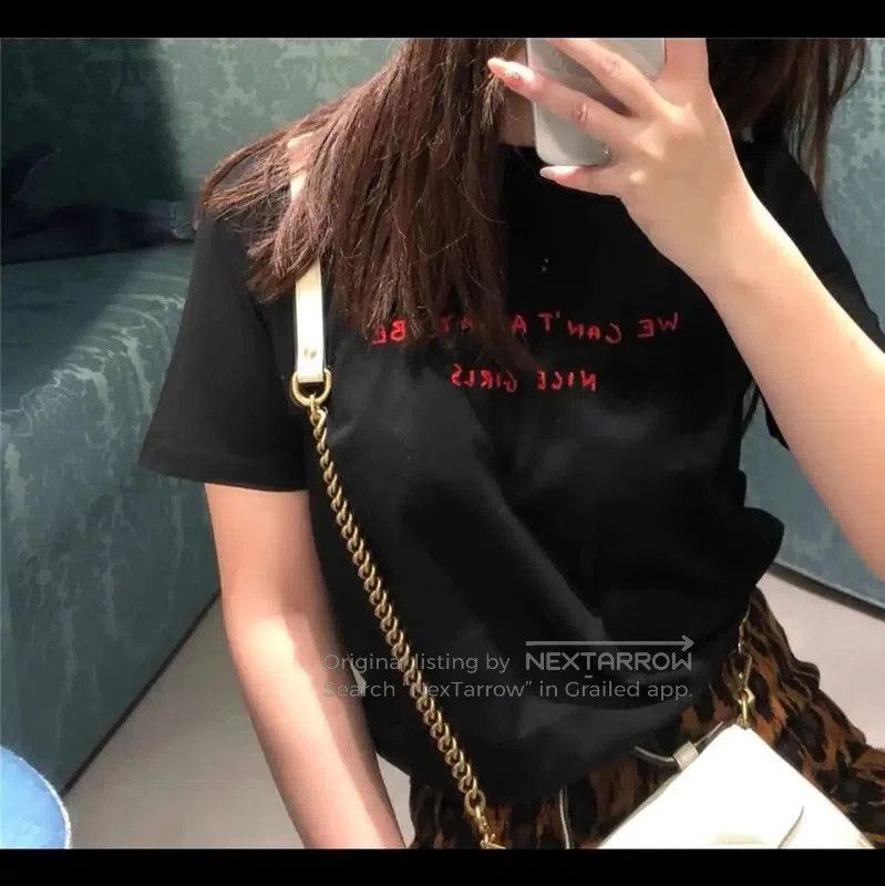 Miu Miu Miu Miu Black Cotton Tee with Slogan . Size XS / US 0-2 / IT 36-38 - 9 Thumbnail