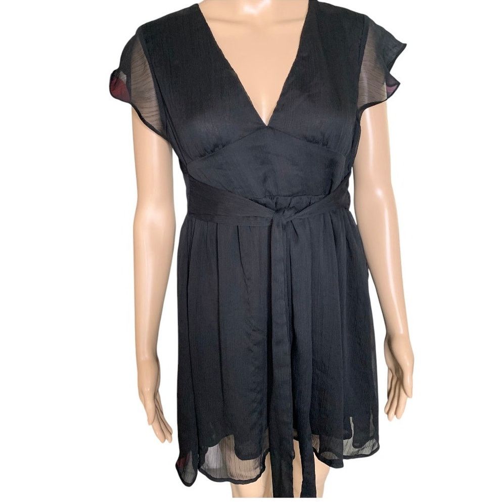 Shein SHEIN Midi Dress Women's Small Black Sheer Lined Deep V-Neck Size S / US 4 / IT 40 - 1 Thumbnail