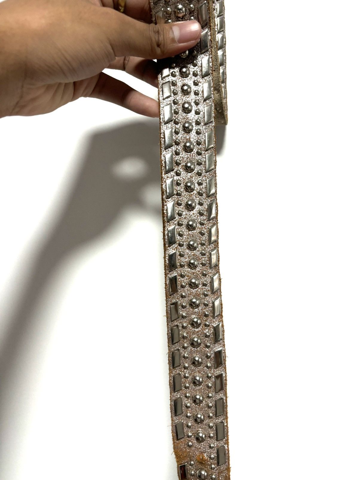 Leather Vintage Design Studded Belt (size 33-35) Size ONE SIZE - 10 Thumbnail