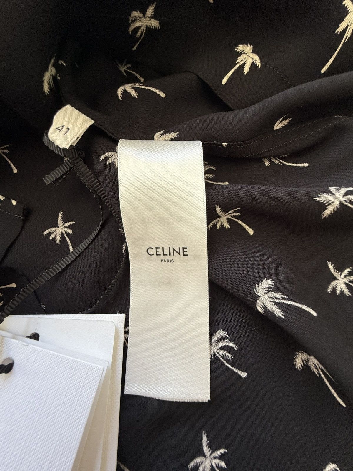 Celine SS24 $1.15k 🤑 Celine Hedi palm tree Hawaiian Black shirt Size US L / EU 52-54 / 3 - 20 Thumbnail