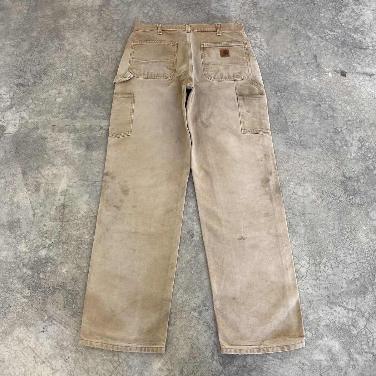 Carhartt VTG Carhartt Double Knee Faded Tan Dirty Carpenter Pants Size US 33 - 13 Thumbnail