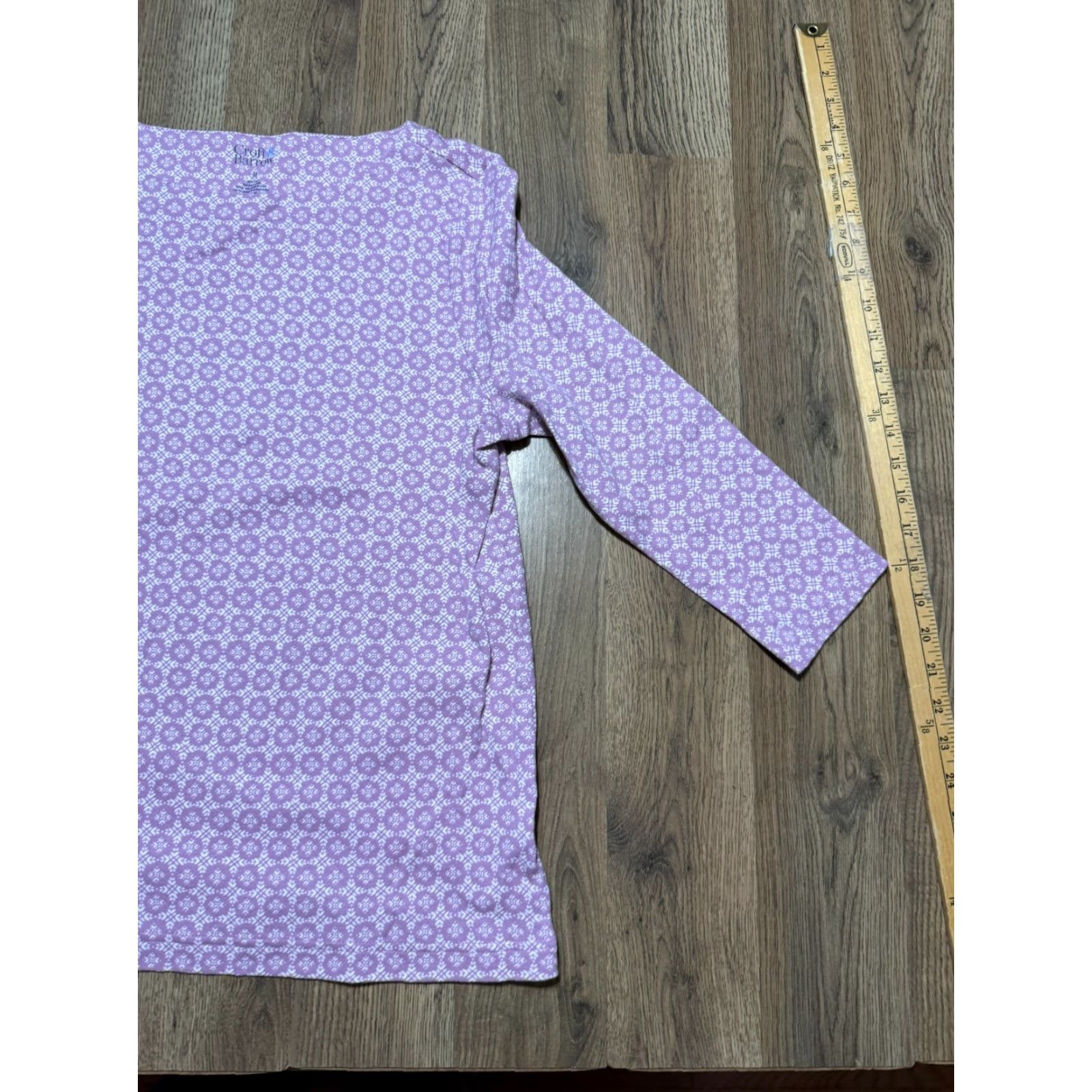 Croft & Barrow Croft & Barrow Shirt Women's Medium Purple White 3/4 Sleeve Shirt Size M / US 6-8 / IT 42-44 - 4 Thumbnail