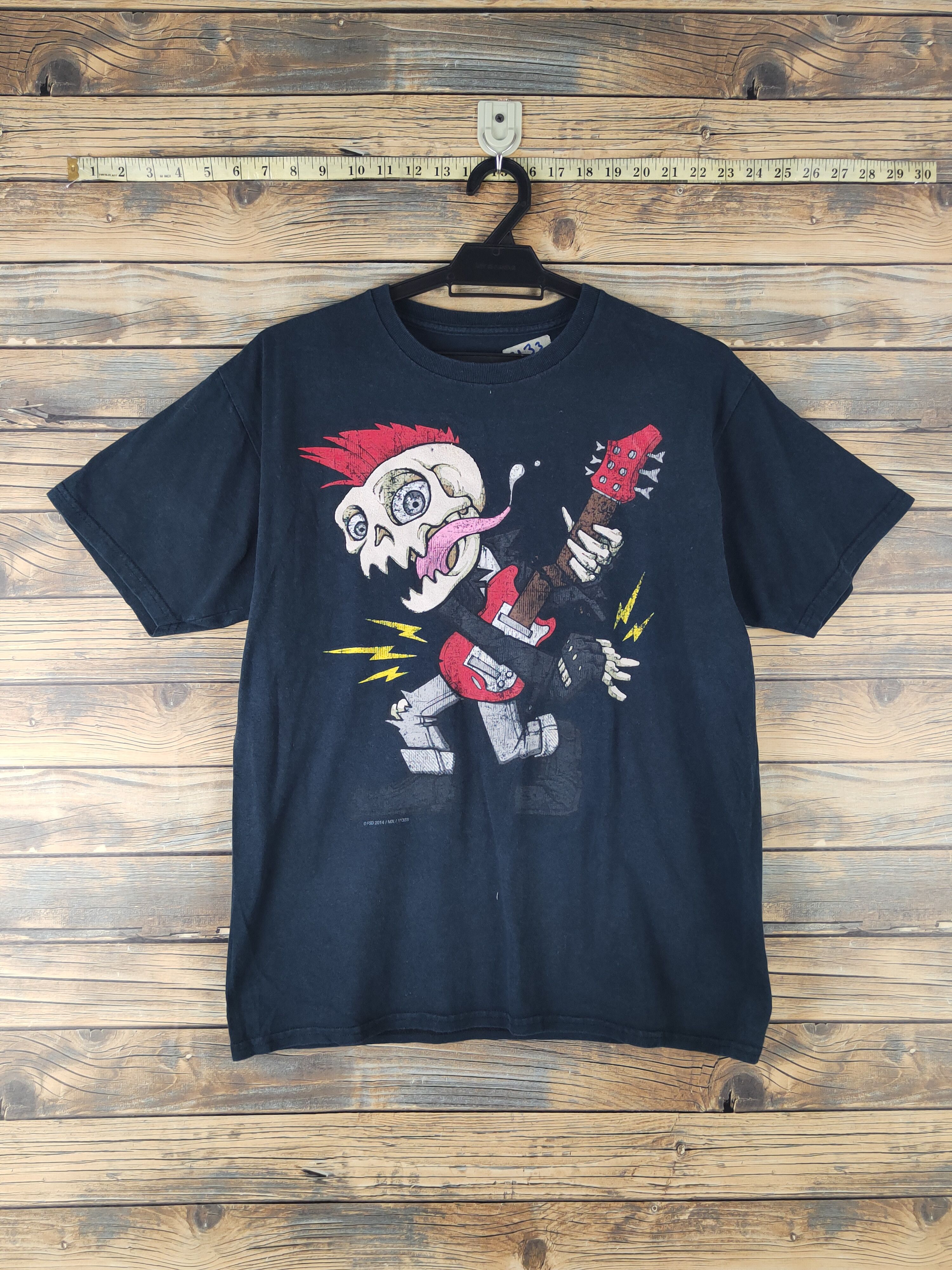 DL Audio Council skull band guitar Navy T-shirt #2133