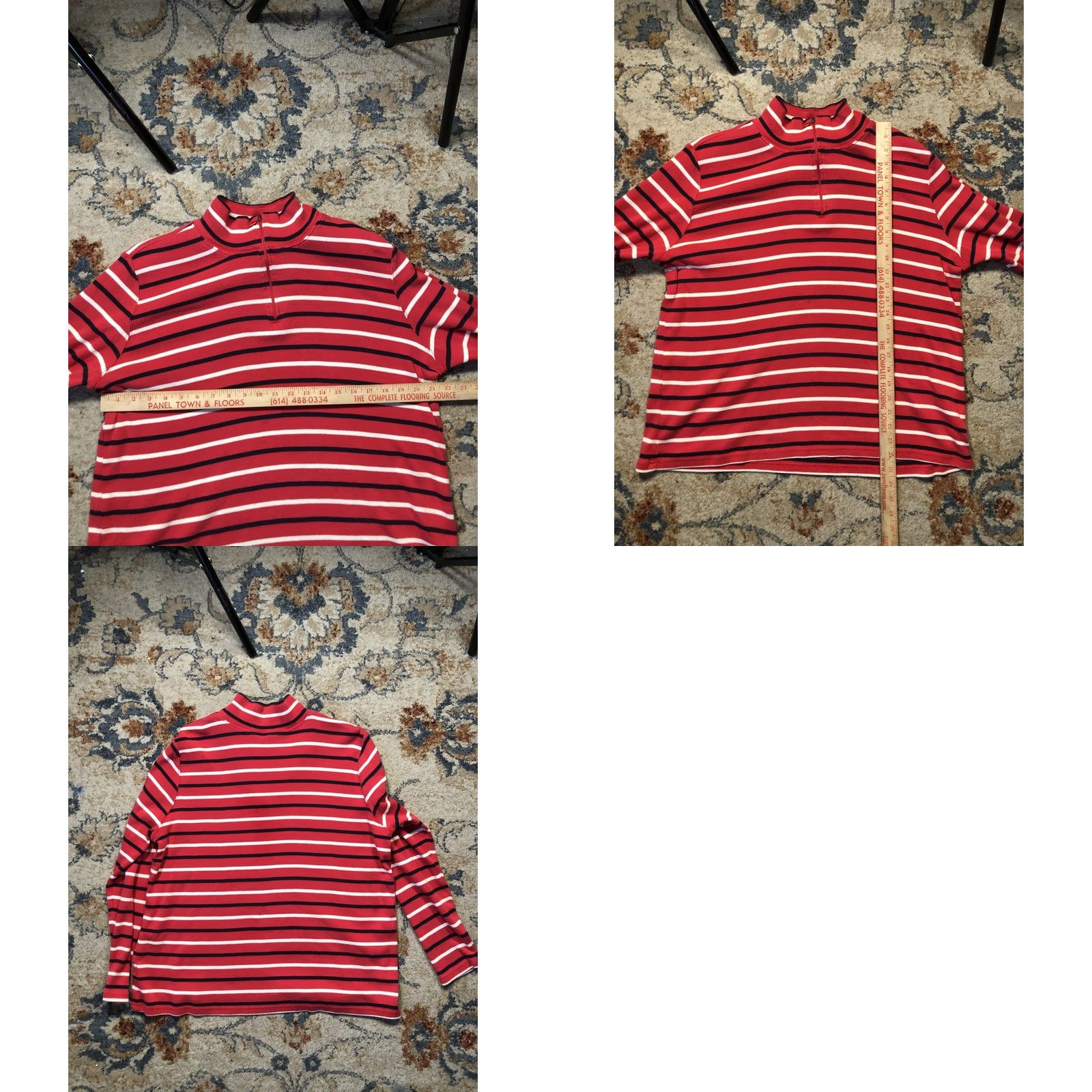 Vintage L.L.Bean Sweater Womens 2X Red Stripe 1/4 Zip Mock Neck Pullover Knit Cotton Shirt Women Plus Size Striped Knit Fall Casual Mens Women Girls Boys N/A Size XXL / US 16-18 / IT 52-54 - 8 Thumbnail