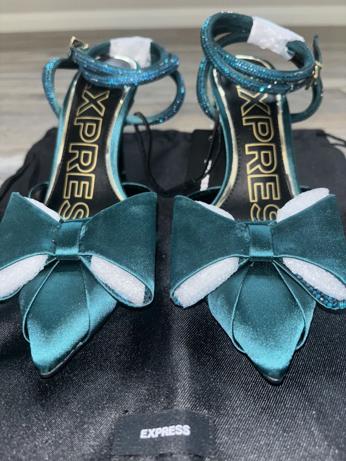Express Rhinestone Bow Embellished Strap Pumps-sizes 6W, 8W Size US 6 / IT 36 - 3 Thumbnail
