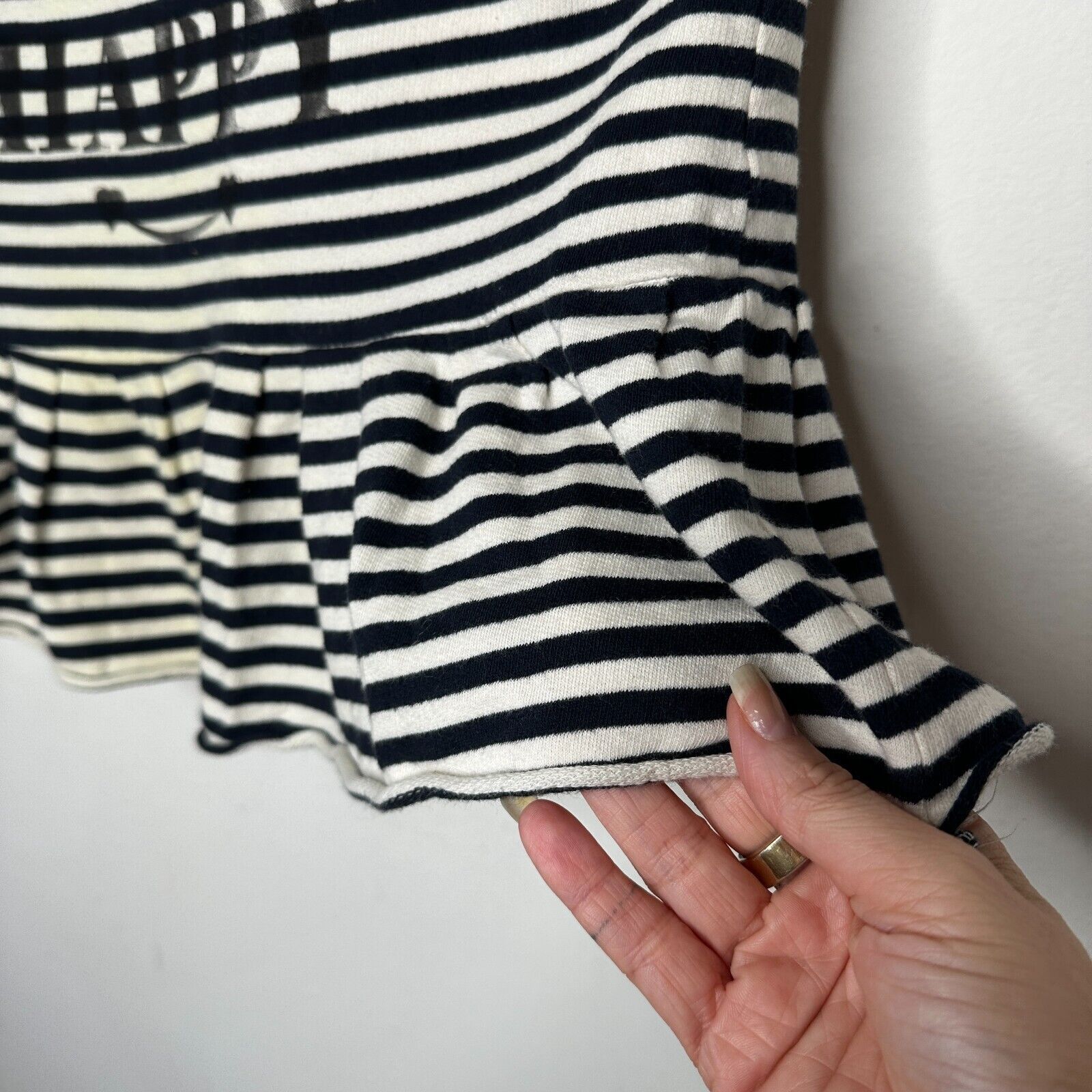 Other MNG Mango Black Stripe I Do What Makes Me Happy Ruffle Tee S Size S / US 4 / IT 40 - 4 Thumbnail