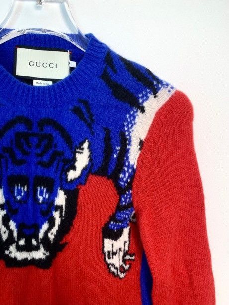 Gucci Gucci Tiger Intarsia Wool Long Sleeve Knit Sweater K26WX Size XXS / US 00 / IT 34 - 3 Thumbnail