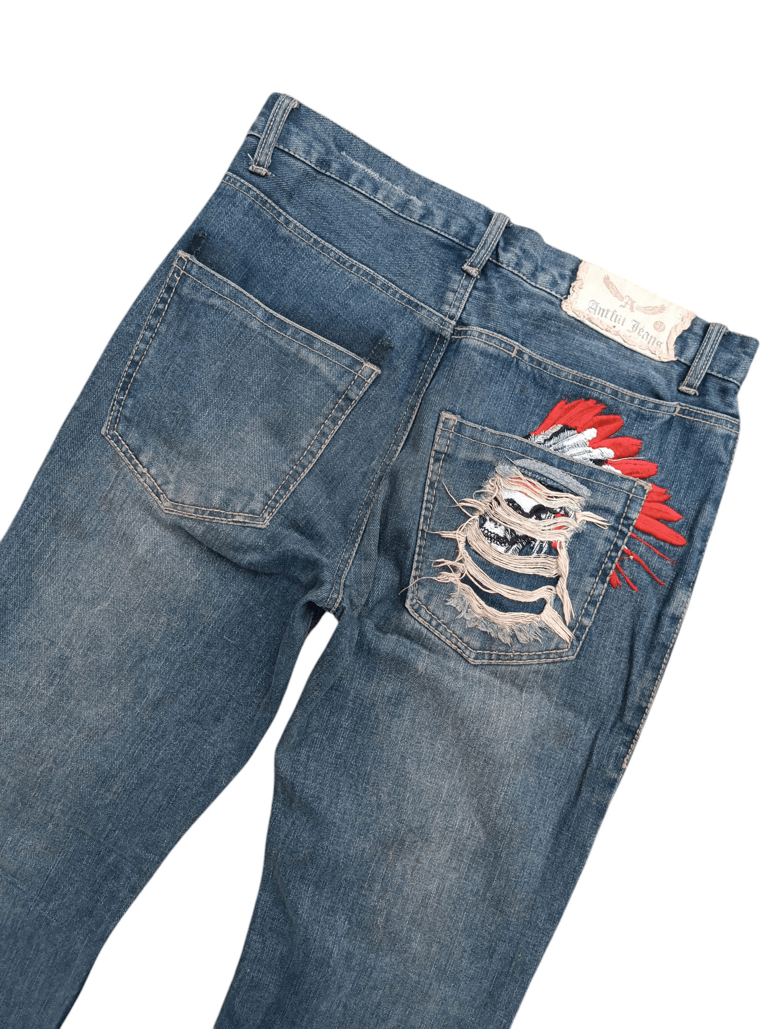 Japanese Brand Flare Distressed Jeans Antful Nylaus Embroidery Jeans Size US 32 / EU 48 - 3 Thumbnail