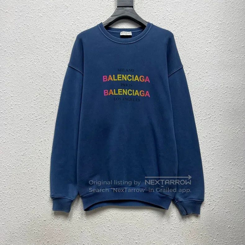 Balenciaga Balenciaga Gradient Logo Printed Blue Round Neck Sweatshir Size US XS / EU 42 / 0 - 1 Thumbnail