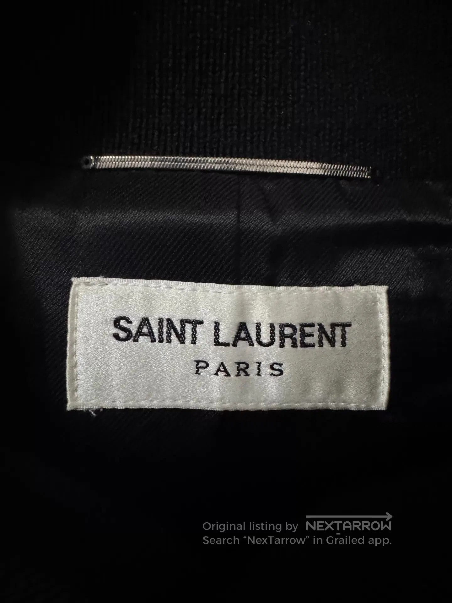 Saint Laurent Paris Black Varsity Bomber Jacket with Leather Sleeves. Size US M / EU 48-50 / 2 - 6 Thumbnail