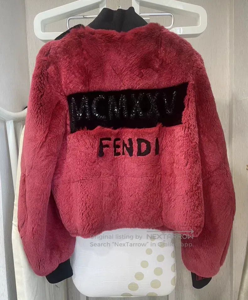 Fendi Fendi Red fur with black wave pattern pieced, chest letter Size S / US 4 / IT 40 - 2 Thumbnail
