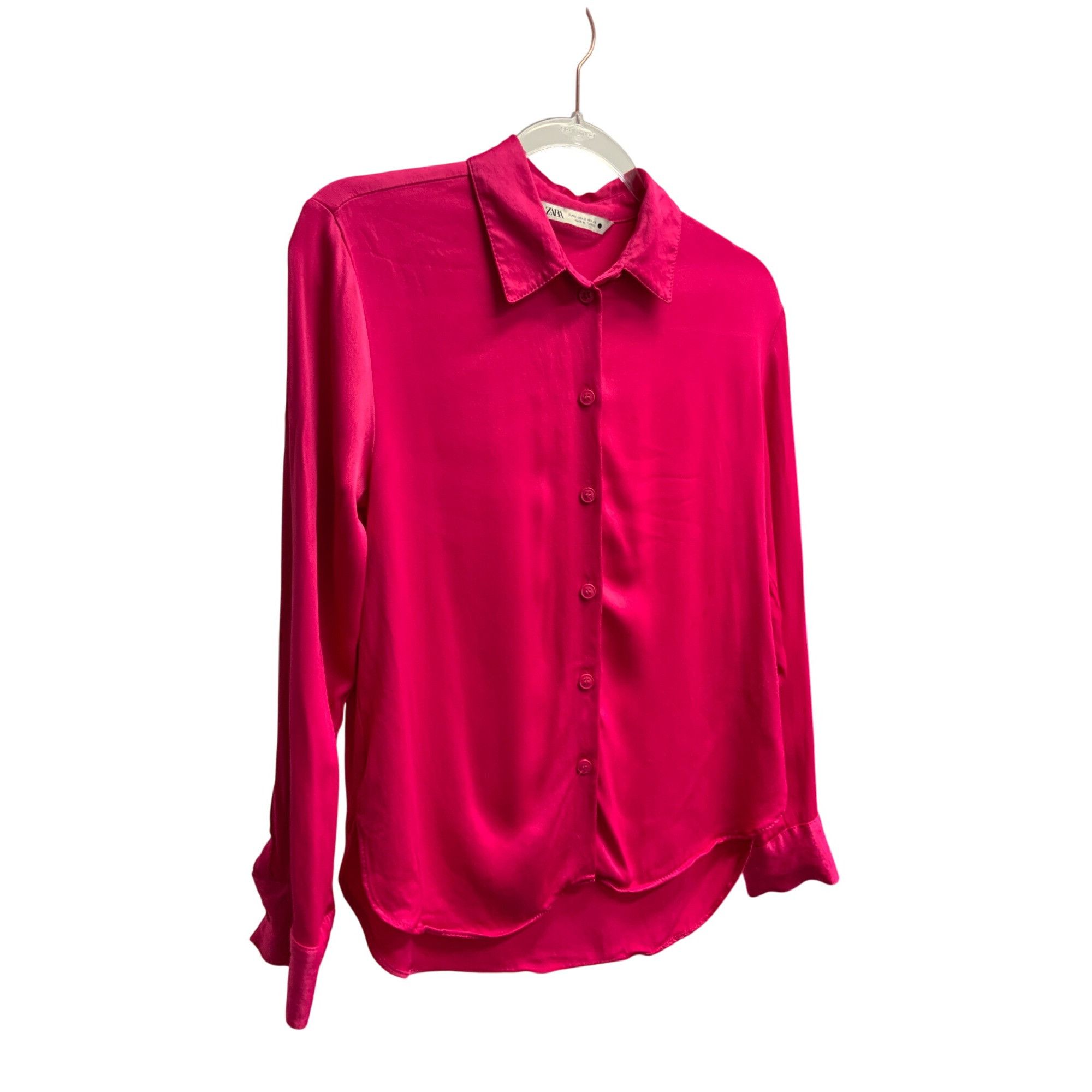 Zara Zara Fuchsia Satin Effect Blouse Size S / US 4 / IT 40 - 3 Thumbnail