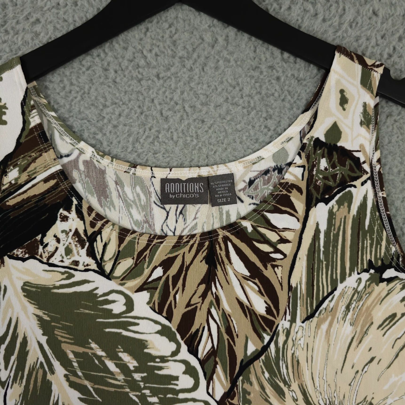 Vintage VINTAGE VTG Additions by Chicos Tank Top Womens 2 US Large Green Brown Leaf Slinky Knit Size L / US 10 / IT 46 - 6 Thumbnail