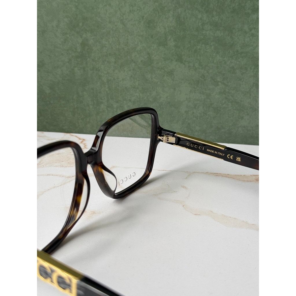 Gucci NEW Gucci GG1193OA Havana Brown Gold Logo Eyeglasses Frames Size ONE SIZE - 8 Thumbnail