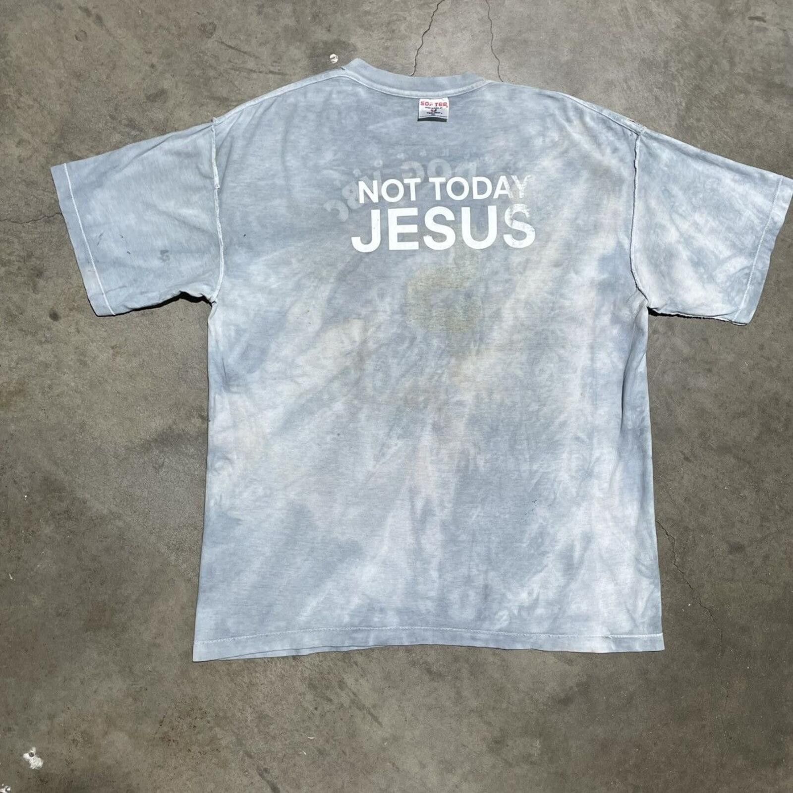 Vintage Vintage Not Today Jesus graphic skull fire paint splatter Size US XL / EU 56 / 4 - 3 Thumbnail