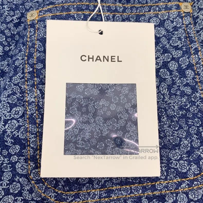 Chanel Chanel Blue camelia full-print cotton casual trousers Size 25" / US 0 / IT 36 - 9 Thumbnail