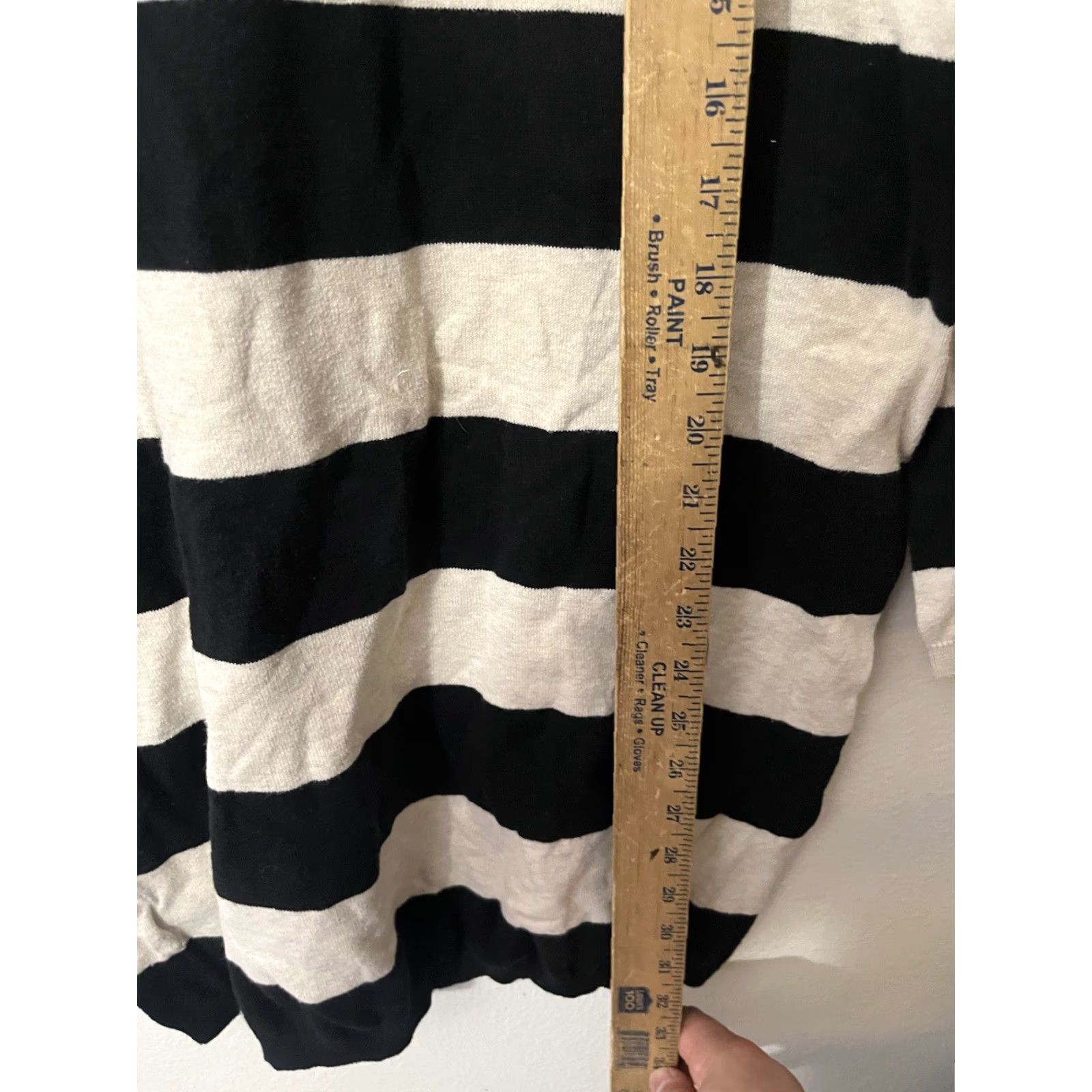 H&M VINTAGE H&M Women's Long Sleeve Striped Dress Size Large Black Cream Knitted A-Line Knee-Length Size L / US 10 / IT 46 - 4 Thumbnail
