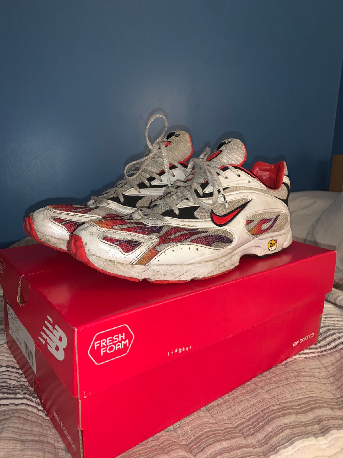 Pre-owned Nike X Supreme Zoom Streak Spectrum Plus Habanero Red 2018 Shoes In White