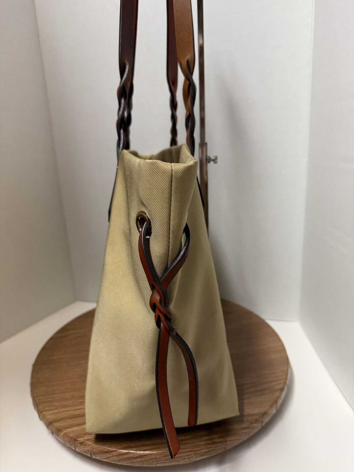 Dooney & Bourke Dooney & Bourke Khaki Nylon Tote Braided Leather Handles Size ONE SIZE - 3 Thumbnail