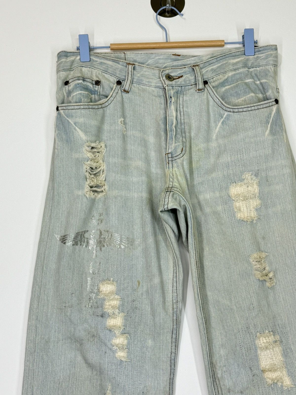 14th Addiction × If Six Was Nine × Le Grande Bleu (L.G.B.) GOTCHA WING CLAW MARKS THUNDERS DISTRESSED DENIM JEANS Size US 31 - 4 Thumbnail