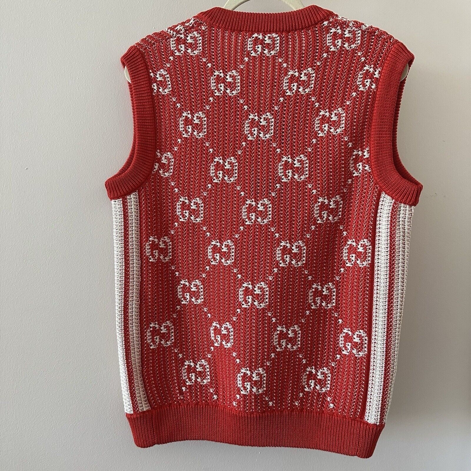 Gucci NWT Red GUCCI Vest GG cotton knit vest GG cotton jacquard kn Size US S / EU 44-46 / 1 - 5 Thumbnail