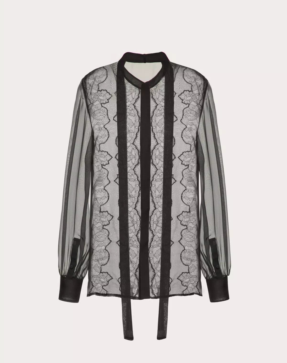 Valentino o1s1wg110925 Chiffon Blouse in Black Size S / US 4 / IT 40 - 2 Thumbnail