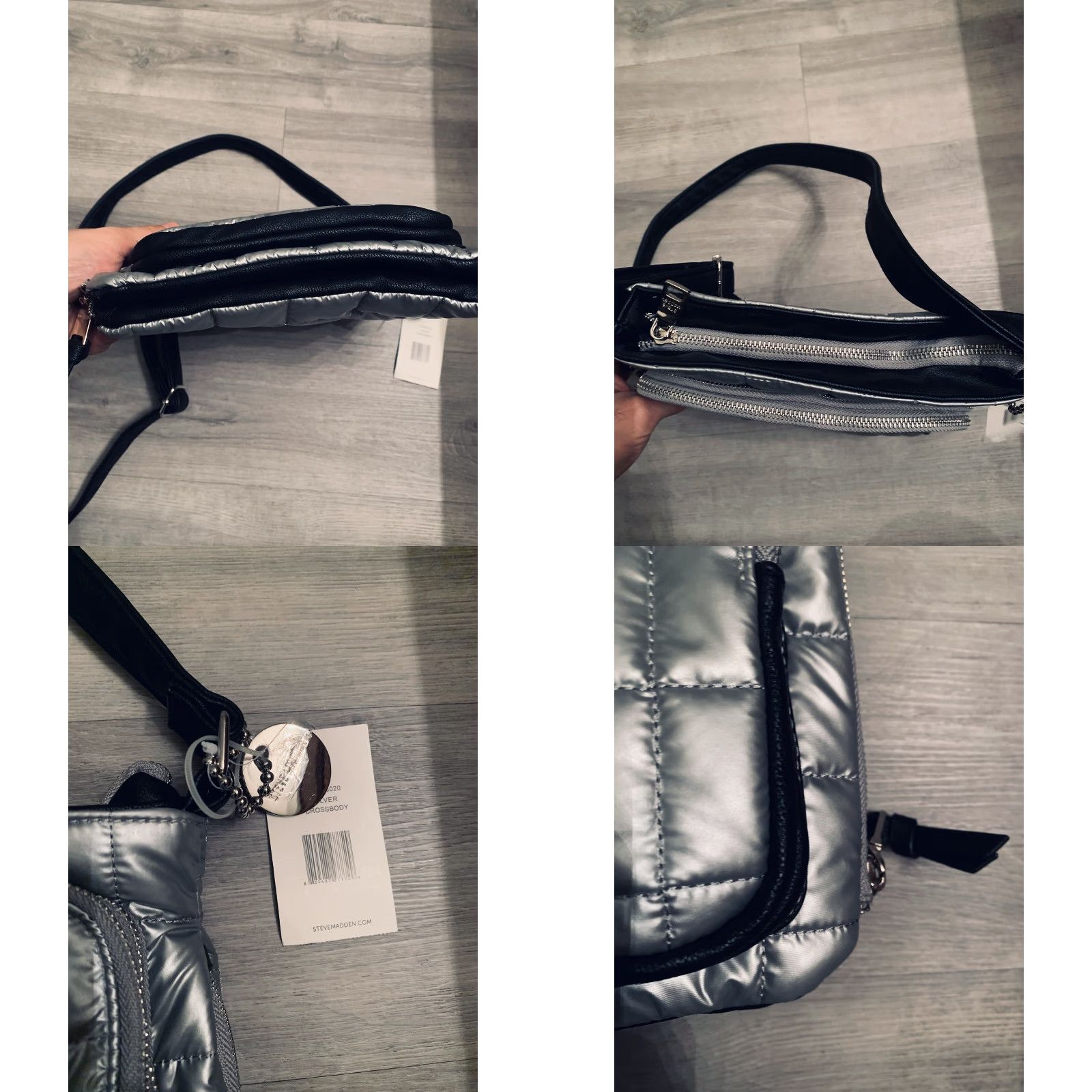 Steve Madden VINTAGE Steve Madden Crossbody Handbag Women Leather Black Medium Silver Hardware Zip Size ONE SIZE - 9 Thumbnail