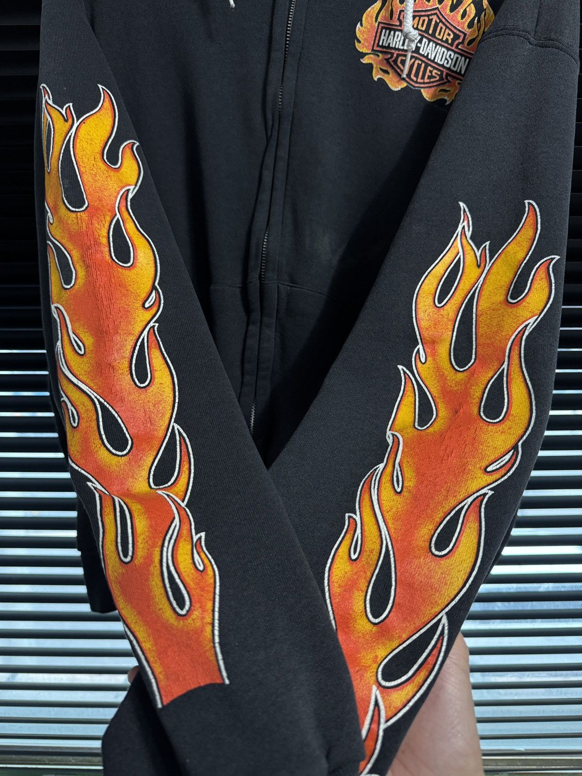 Vintage Vintage 80s Harley Davidson Flame Hoodie Rare Size US XL / EU 56 / 4 - 3 Thumbnail