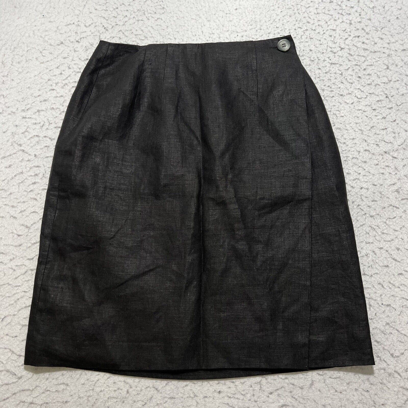 Ann Taylor Vintage Ann Taylor Pure Linen Pencil Skirt Black Made in USA Size 27" / US 4 / IT 40 - 1 Thumbnail
