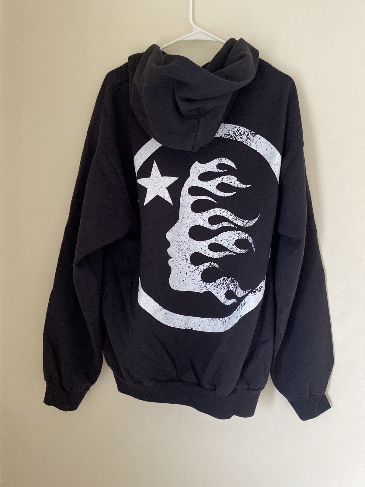 image of Hellstar Spell Out And Big Logo On Back Hoody in Black, Men's (Size Small)