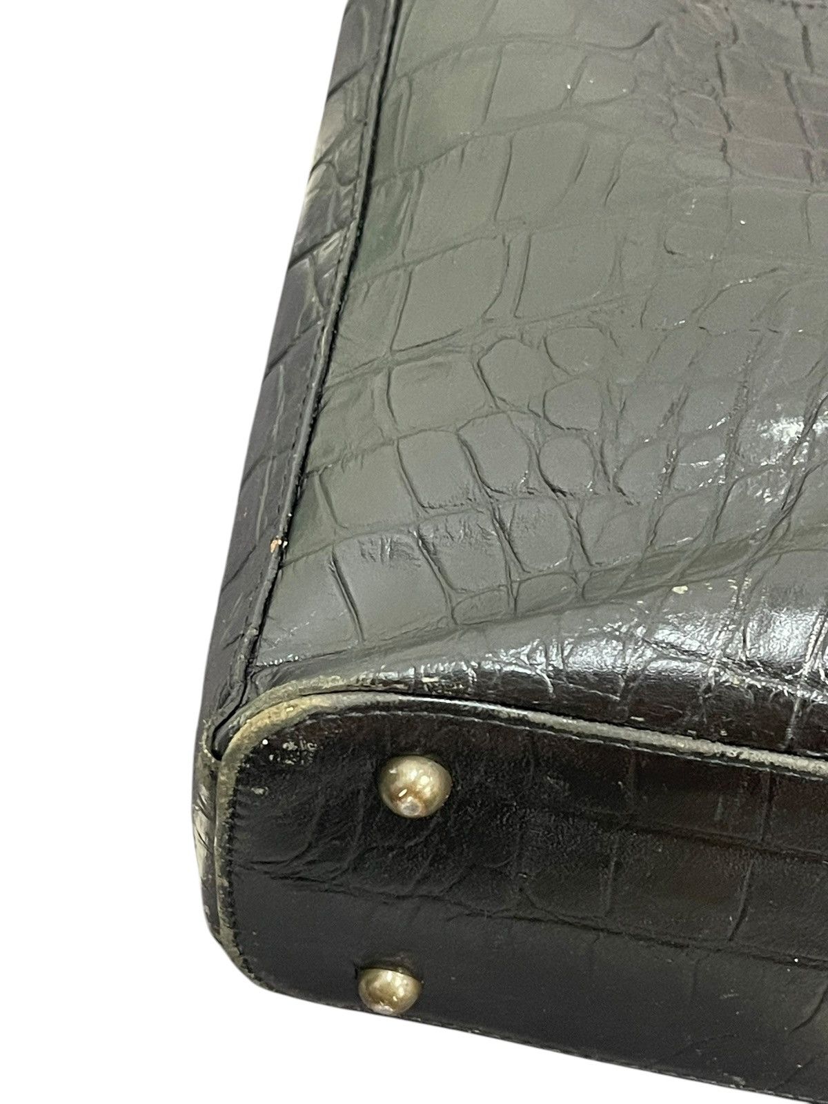 Genuine Leather Crocodile Embossed Vtg Unknown Japan Shoulder Bag 1🟩9 Size ONE SIZE - 8 Thumbnail