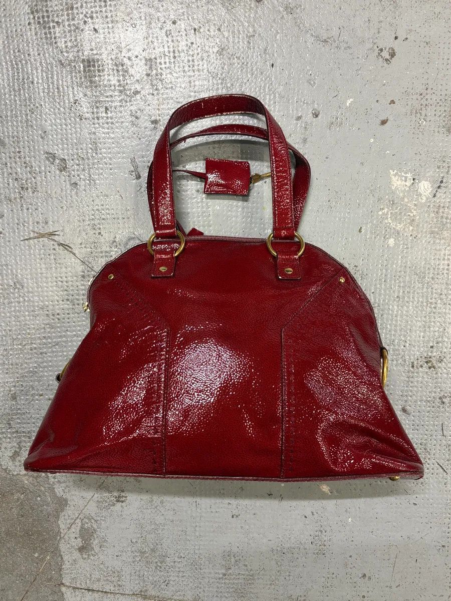 Yves Saint Laurent AW2008 Saint Laurent Bordeaux Patent Leather Muse Barrel Bag Size ONE SIZE - 3 Thumbnail