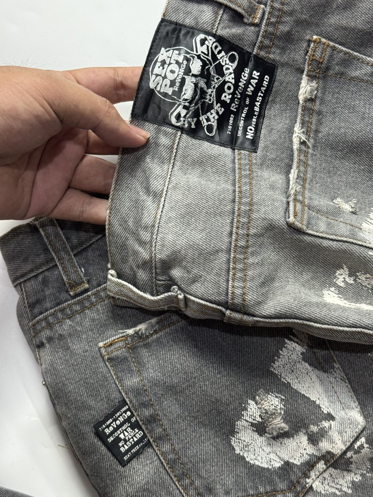 Hysteric Glamour × If Six Was Nine × Japanese Brand Sex Pot Revenge Distressed Punk Patch Denim Pants Size US 30 / EU 46 - 10 Thumbnail