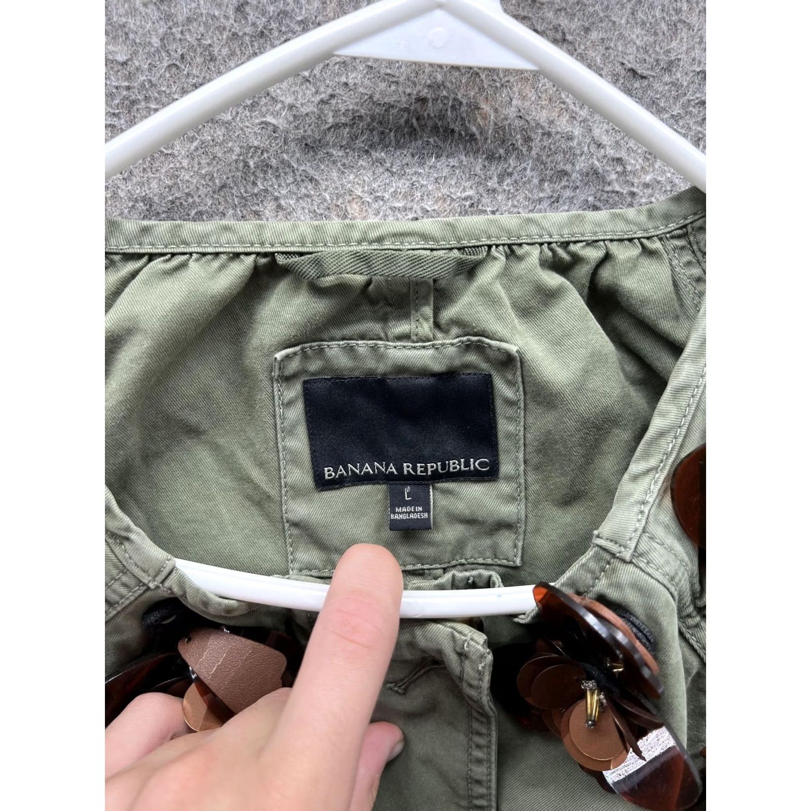 Banana Republic Banana Republic Jacket Womens L Green Military Twill Floral Applique Zip Navy? Size L / US 10 / IT 46 - 2 Thumbnail