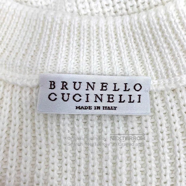 Brunello Cucinelli Brunello Cucinelli White cotton V-neck long-sleeve knit sw Size S / US 4 / IT 40 - 5 Thumbnail