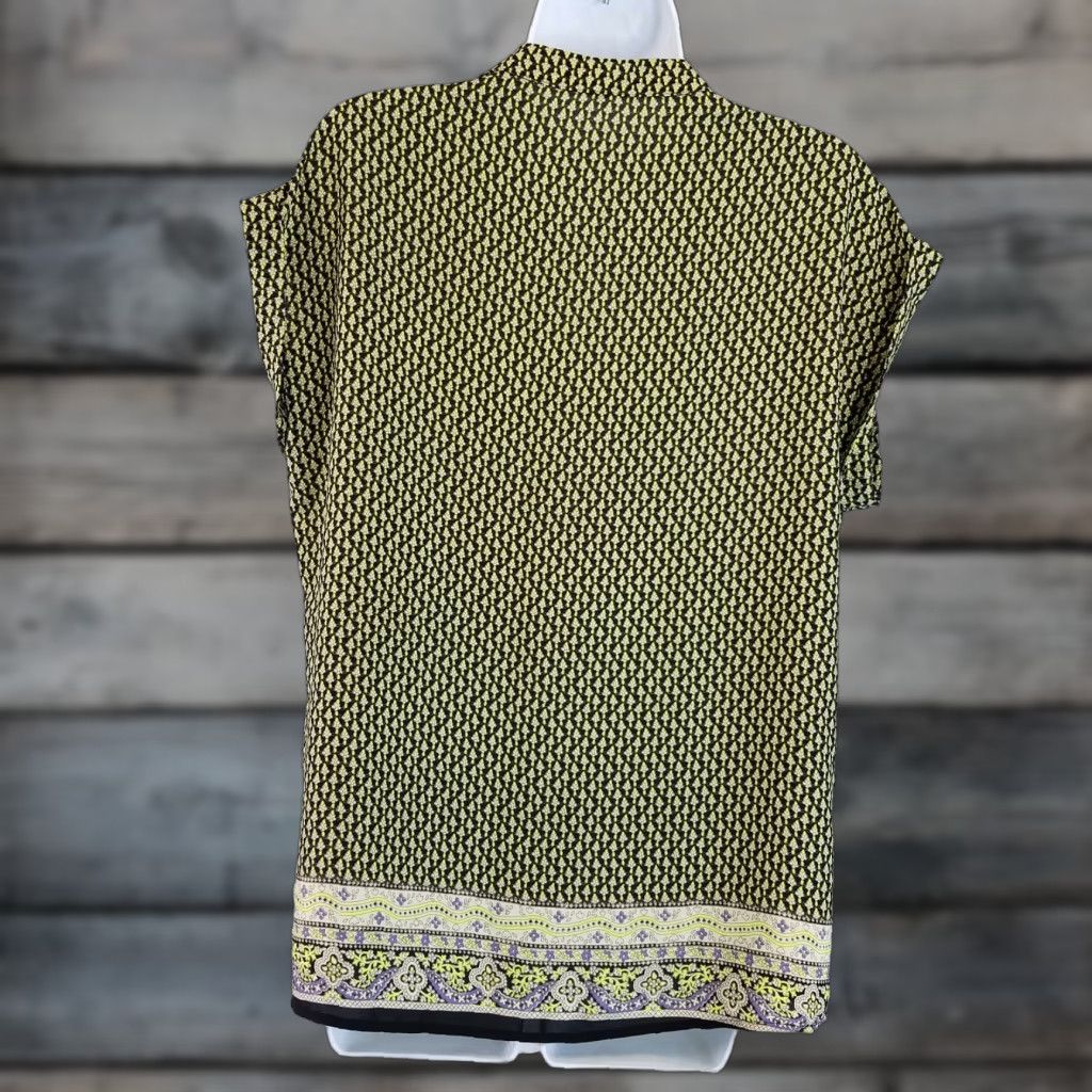 Vintage Pleione Blouse Women's S Floral Black Green Shirt Size S / US 4 / IT 40 - 1 Thumbnail