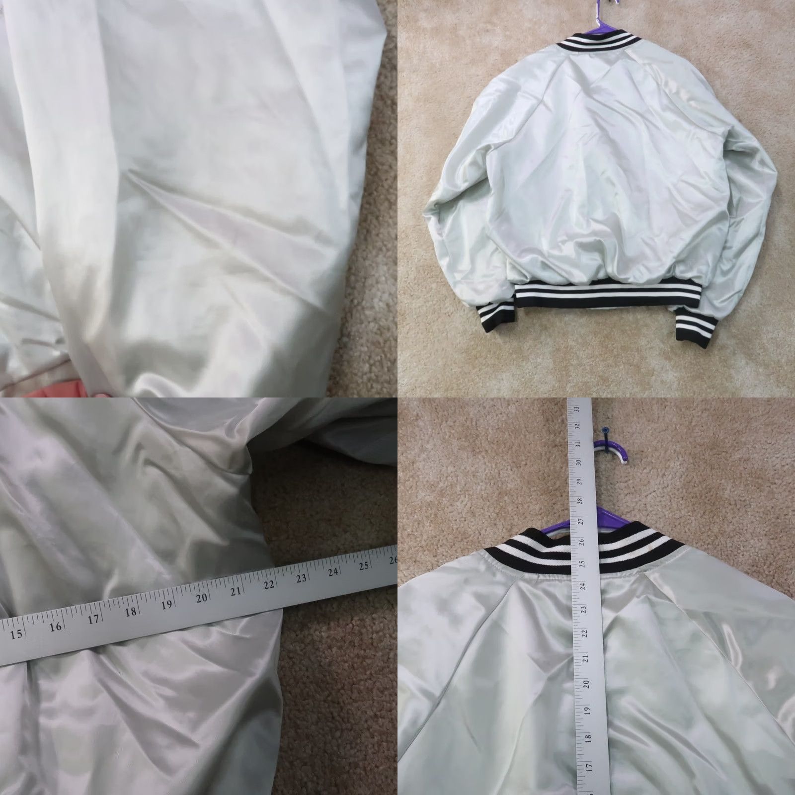 Vintage VINTAGE Auburn Satin Bomber Jacket Women L Silver Logo Zip Snap Full Zip Short Coat Size L / US 10 / IT 46 - 8 Thumbnail