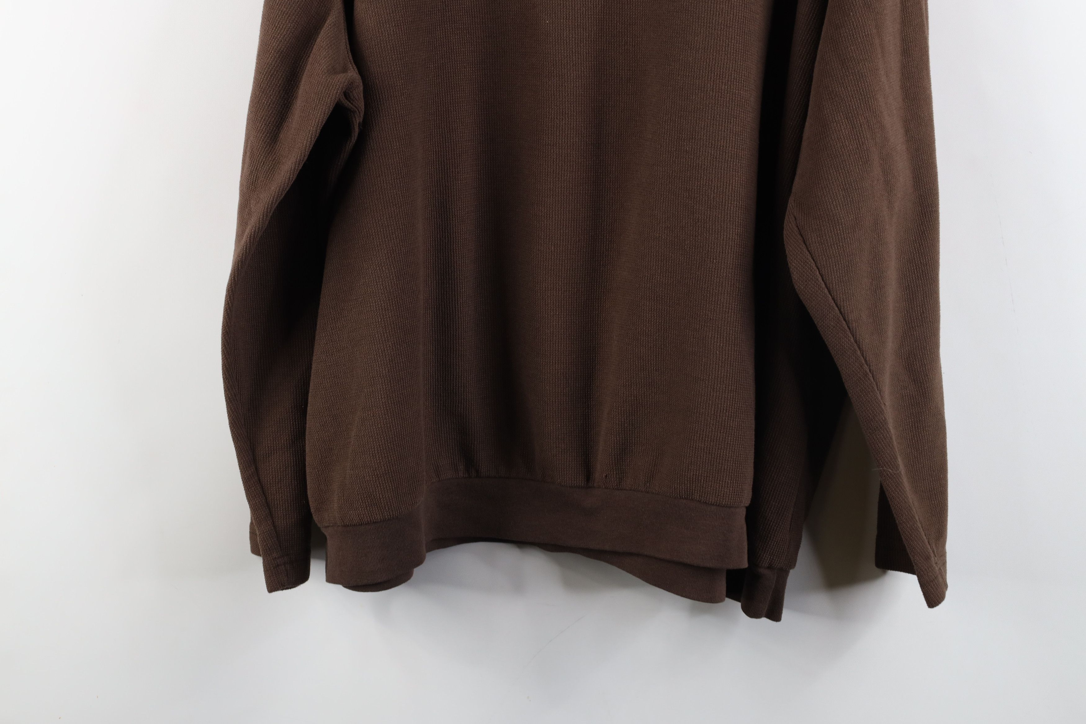 Vintage Vintage 90s Streetwear Blank Thermal Waffle Knit Polo Brown Size 3XL / US 20-22 - 13 Thumbnail