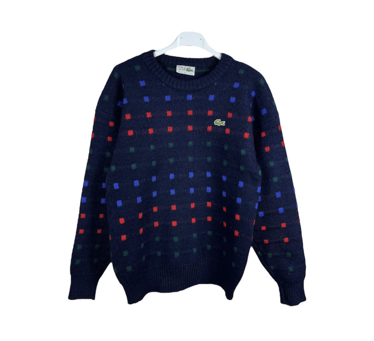 image of Coloured Cable Knit Sweater x Lacoste Vintage Lacoste 80's Polka-Dot Multicolor Wool Sweater Boxy (