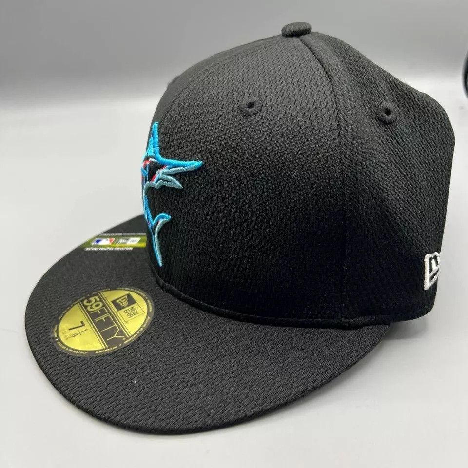 New Era Florida Marlins Hat Men 7 1/4 59Fifty New Era MLB Fitted Cap Size ONE SIZE - 2 Thumbnail
