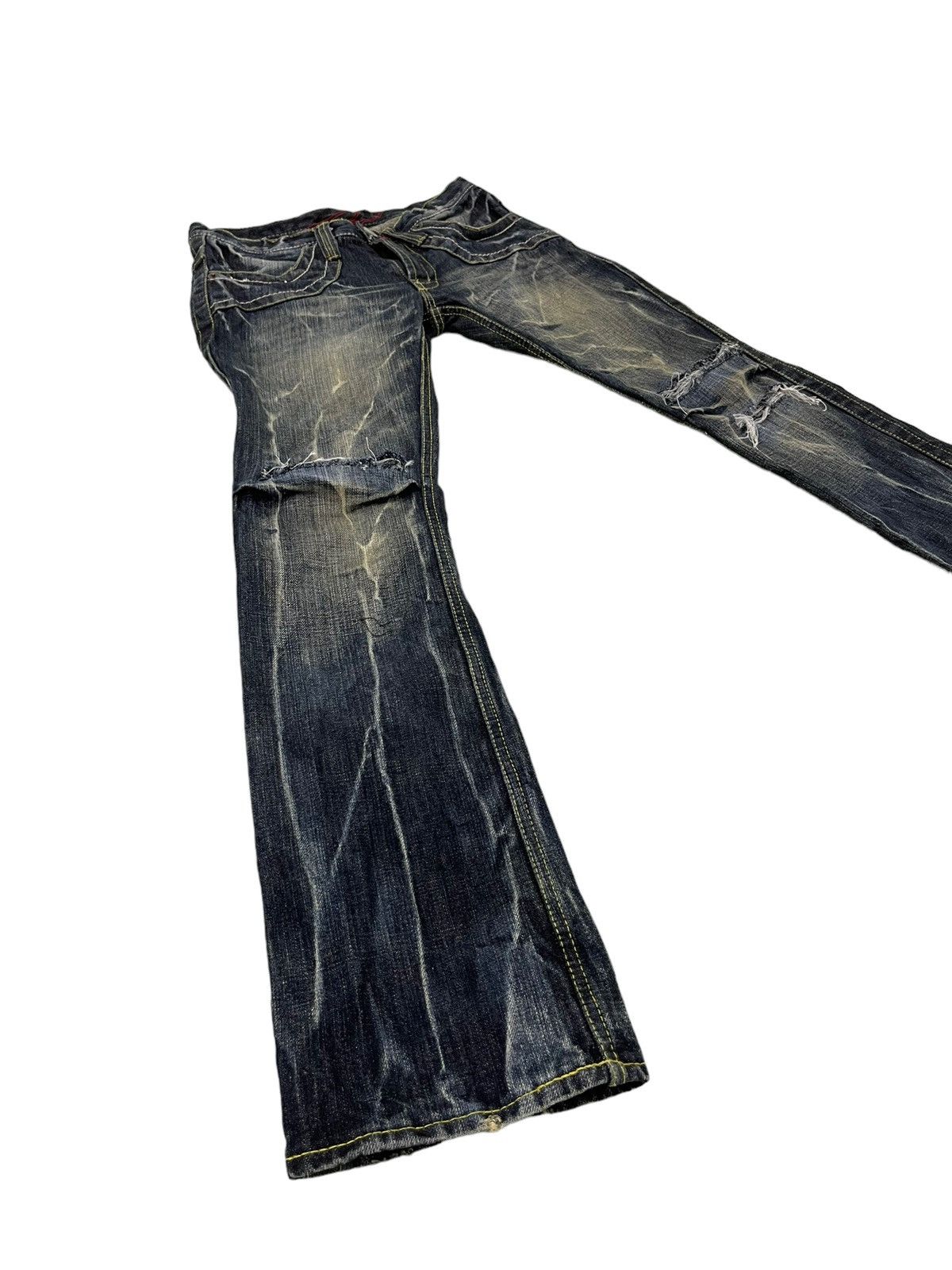 Japanese Brand Flare Jeans Three Stones Distress Low Rise Boot Cut 7🟦0 Size US 30 / EU 46 - 1 Thumbnail